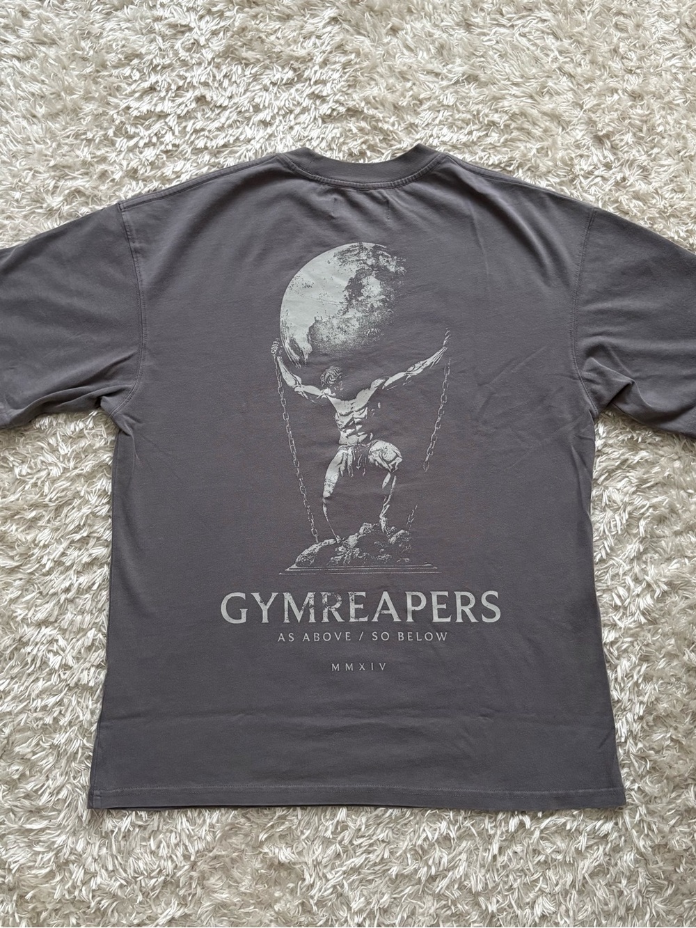 Gymreapers 'As Above So Below' Men's Short Sleeve Tee Charcoal Grey Graphic Gym